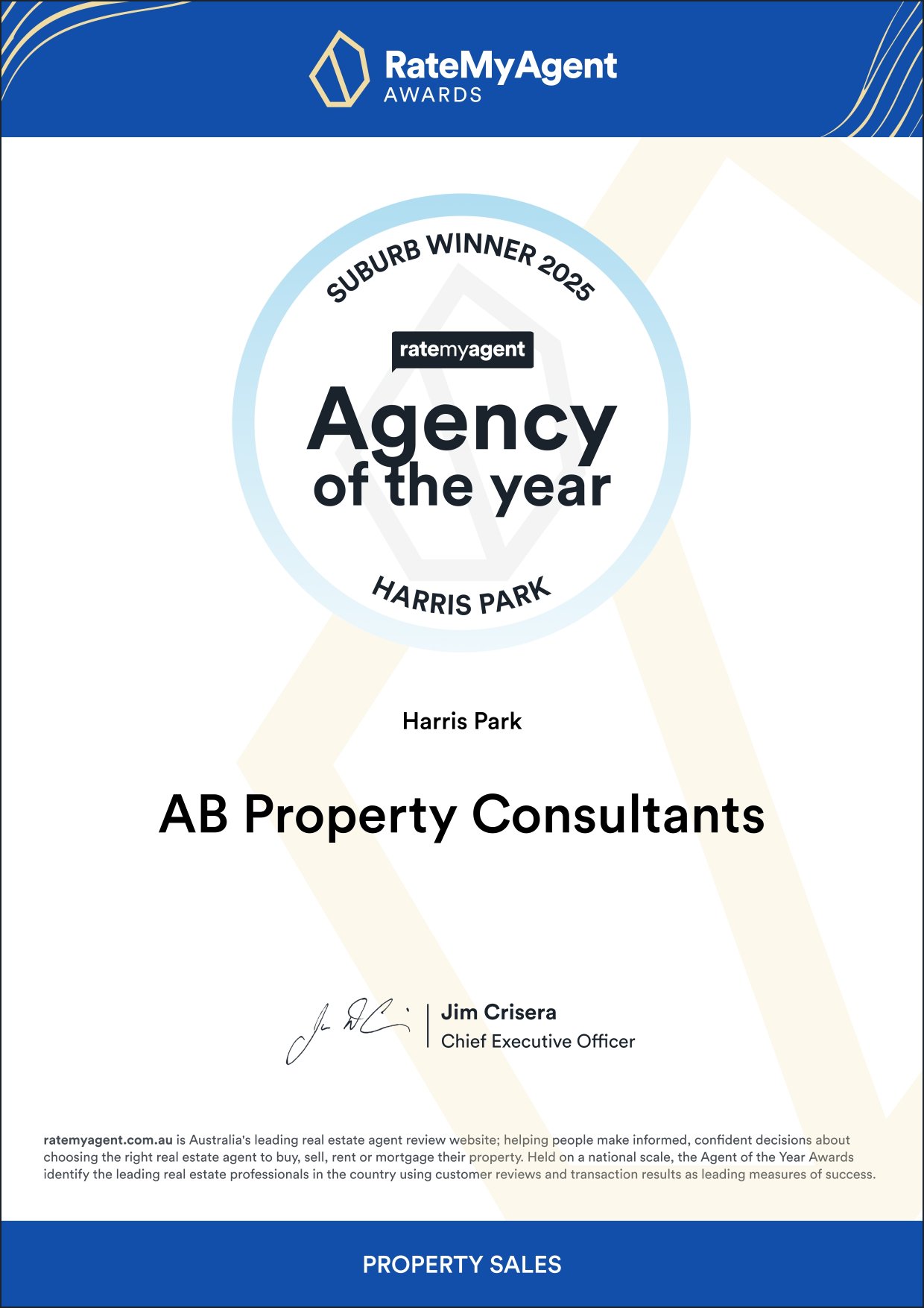 Agency of the Year Certificate